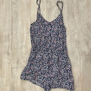 Blue and pink floral romper